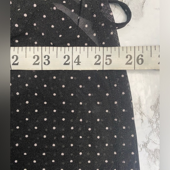 Among NY Women’s Black And White polka-dotted top side ties Blouse - Picture 5 of 5